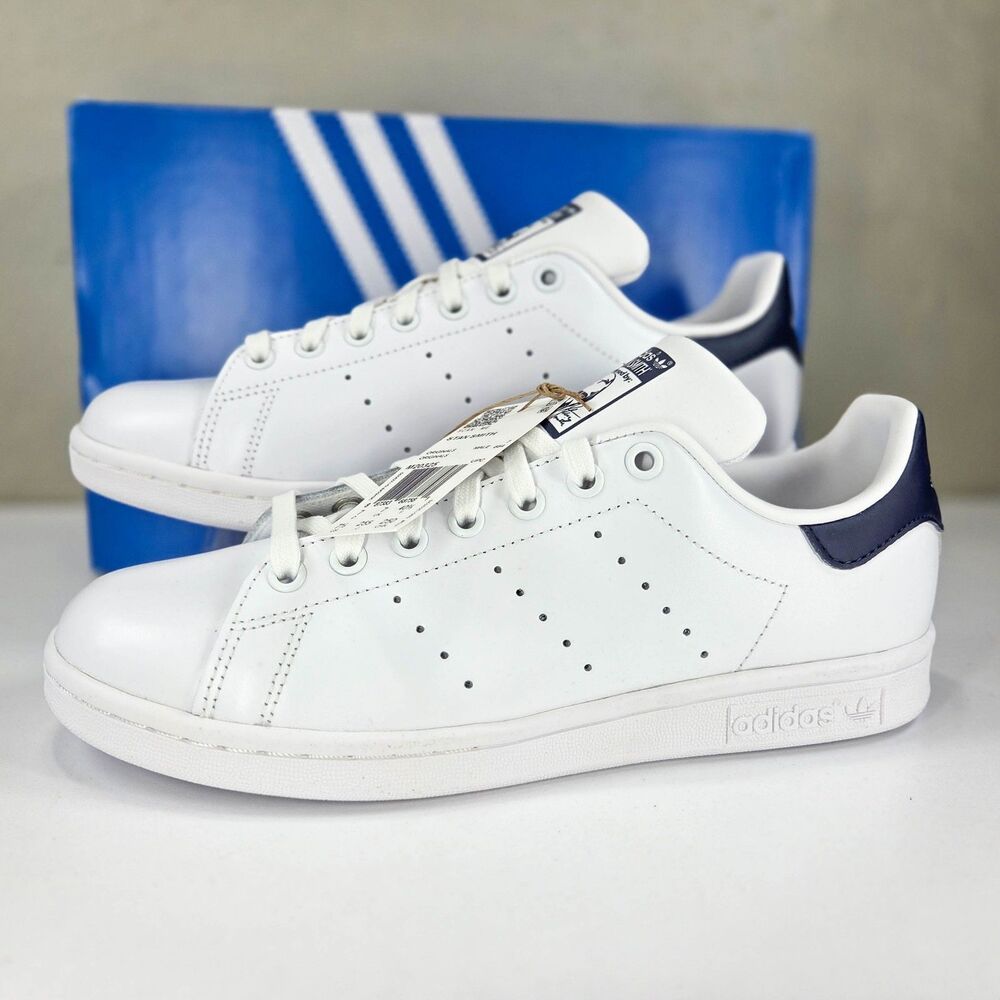 Adidas Stan Smith White Navy Leather Sneakers M20325 Men's Sz 7.5